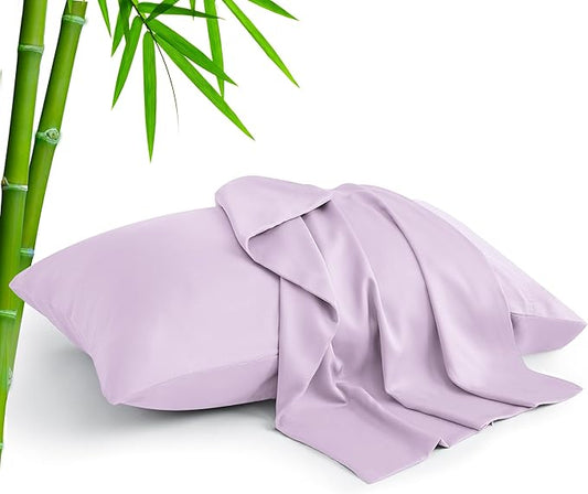 BEDELITE King Size Pillow Cases Set of 2, Rayon Derived from Bamboo, Cooling Pillow Cases for Hot Sleepers & Night Sweats, Breathable and Silky Soft Envelope Pillowcases(Light Purple, 20"x36")
