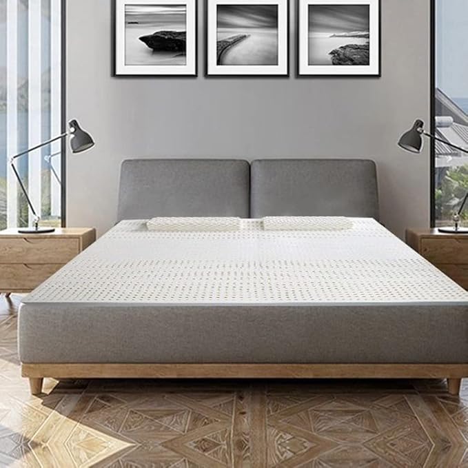 Natural Latex Mattress Topper for Back Pain Relief - Medium Firm, Double Bed Size, Pressure-Relieving Comfort, Hypoallergenic with Removable Washable Cover