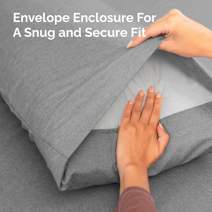 Standard Pillow Cases Set of 8 - Ultra Soft Hotel Quality Pillowcase Covers - Comfy & Wrinkle Free - Shrink, Stain & Fade Resistant - Machine Washable Pillow Protectors - 8 Piece Set - Heathered Grey