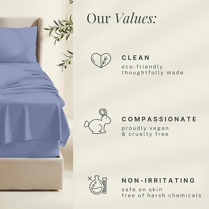 Hearth & Harbor Extra Deep Pocket Queen Sheets Sets - Fits Mattress 18-24 Inches Deep - Extra Deep Pocket Sheets - 6 Piece Queen Size - Steel Blue