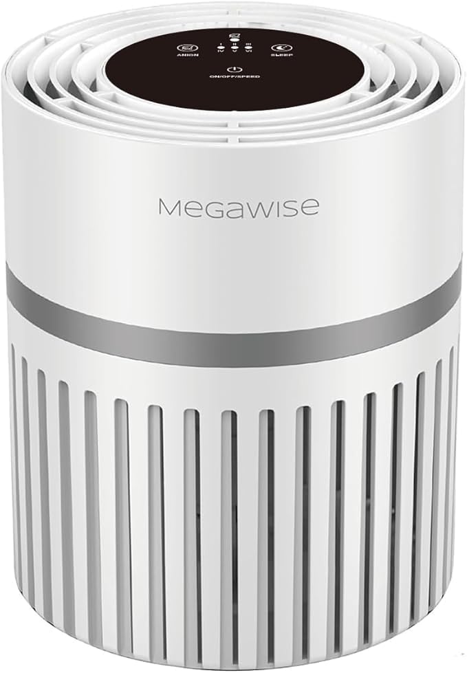 MEGAWISE Air Purifier for Large Rooms Up to 1076 ft², H13 True HEPA Filter, 99.97% 0.3 Micron Filtration, 25dB Quiet, CARB Certified Ozone Free, Portable Air Cleaner for Pets, Bedroom, Office