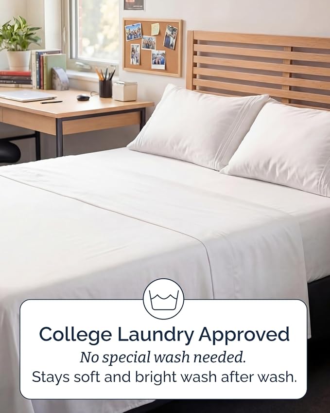 Full XL Bed Sheet - 4 Piece Full XL Bed Sheets Set - Ultra-Soft, Comfy, Breathable & Cooling - Hotel Luxury Bedding for Women & Men with Deep Pockets - Wrinkle Free & Fade Resistant - Oeko-Tex - White