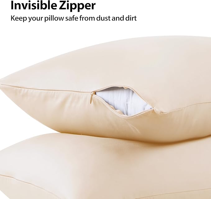 100% Cotton Soft Body Pillow Protectors with Invisible Zipper 20X54 Inches Body Pillow Cases, 600 Thread Count Soft Pillow Cases, Beige Color 1-Pack