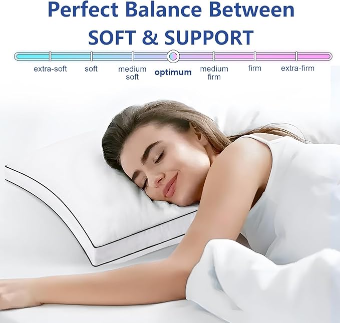 Premium Pillows King Size Set of 4, Fluffy and Supportive 7D Down Alternative Bed Pillows, Luxury Soft Hotel Quality Gusseted Pillow for Side Back Stomach Sleepers, Relief Neck Head and Shoulder Pain