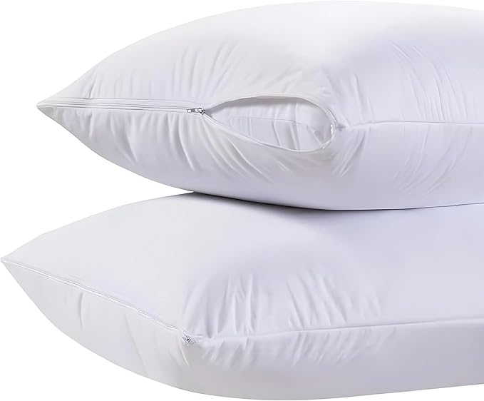 White Classic King Pillow Covers with Zipper 2 Pack - 20 x 36 Ultra-Soft, Cozy and Noiseless King Pillow Protector, 200 Thread Count, Fade-Resistant Pillow Shams