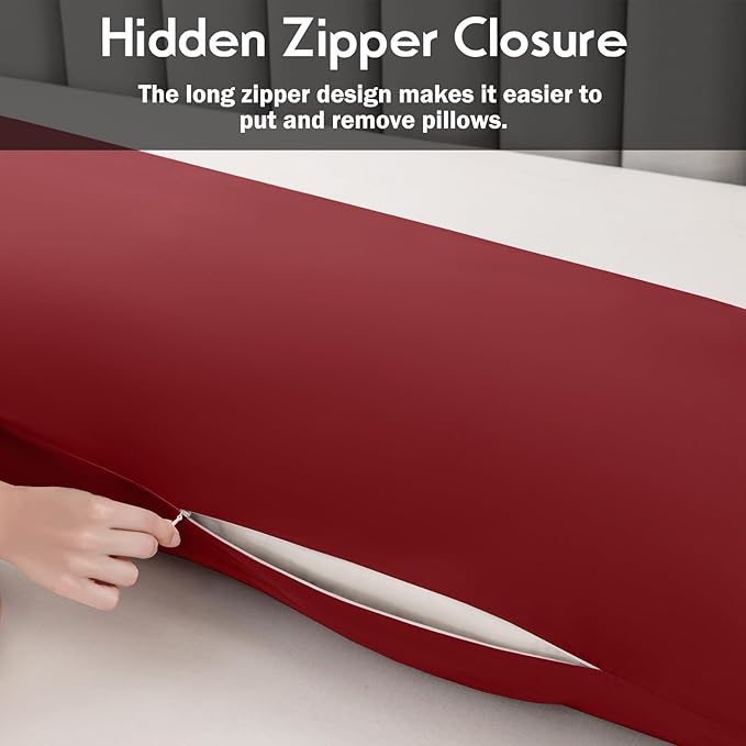 Pillowcases Body Size,Cooling Viscose Body Pillow Cover with Zipper Closure, Cool & Breathable Pillow Cover for Hot Sleepers and Night Sweats, 20" x 54"