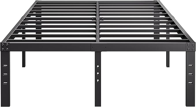 18 Inch Bed-Frames-Full, Heavy Duty Black Tall Metal Bed Frame No Box-Spring Needed, Easy Assembly, Under Bed Storage, Noise Free Mattress-Foundation Support up to 2000Lbs