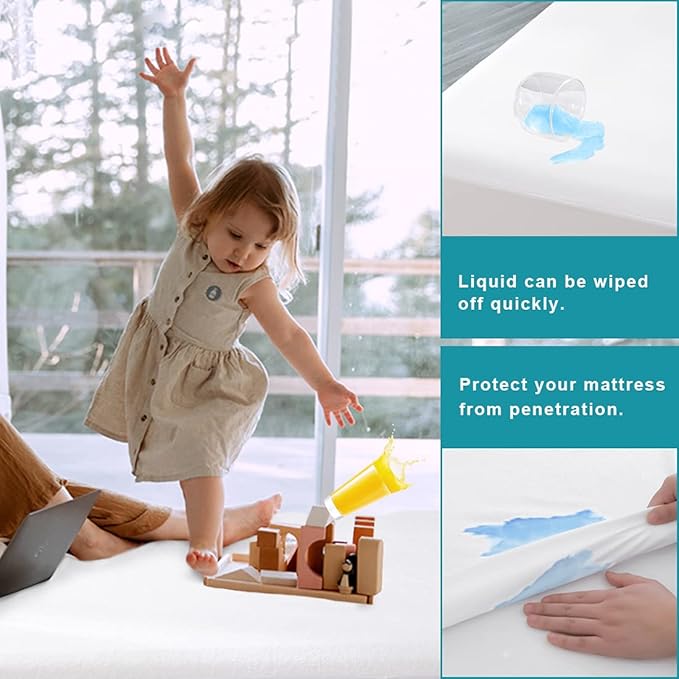 Full Waterproof Zippered Mattress Encasement, Breathable, Noiseless, Machine-Washable Zipped Mattress Cover, Fitting 7" - 13" Deep Mattress 2 Pack
