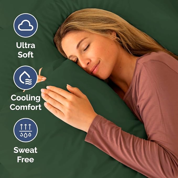 Short Queen Size 4 Piece Sheet Set - RV Short Queen, Soft, Breathable & Cooling Bed Sheets Set with Deep Pockets - Hotel Luxury Bedding for Women & Men - Wrinkle Free & Fade Resistant - Emerald Green