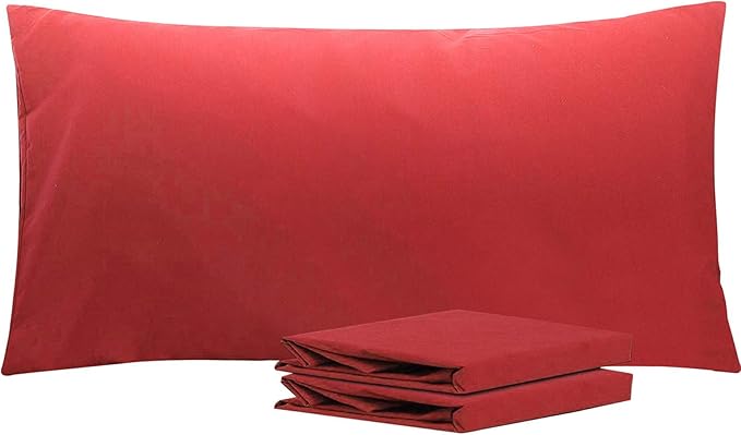 NTBAY King Pillowcase Set - 2 Pack Brushed Microfiber 20x40 Pillowcases - Soft, Wrinkle-Free, Fade-Resistant, Stain-Resistant, Wine Red Pillowcases with Envelope Closure - 20x40 Inches, Wine Red