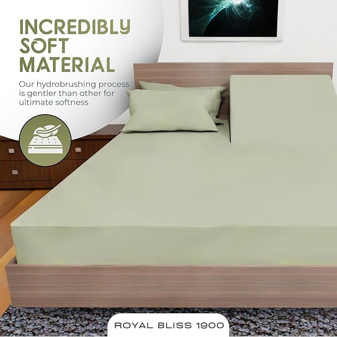 Top Split King Sheets Sets for Adjustable Bed, 4 Pcs Deep Pockets Double Brushed Microfiber Sheets, 34 Inch Split Top Fitted Sheet, 1 King Flat Sheet and 2 Pillowcases (Sage)