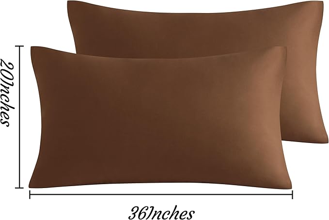 NTBAY King Pillow Cases Set of 2, 2 Pack Brushed Microfiber 20x36 Pillow Cases, Soft, Wrinkle, Fade, Stain Resistant Brown Pillow Cases with Envelope Closure, 20x36 Inches, Brown