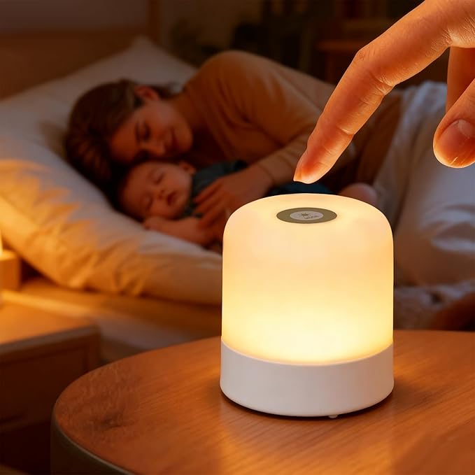 Portable Baby Night Light, 3 Color Egg Lights for Nursery, 2400mAh, Small Rechargeable LED Lamp, Dimmable Touch Nightlight for Newborn, Toddler, Kids, Adults