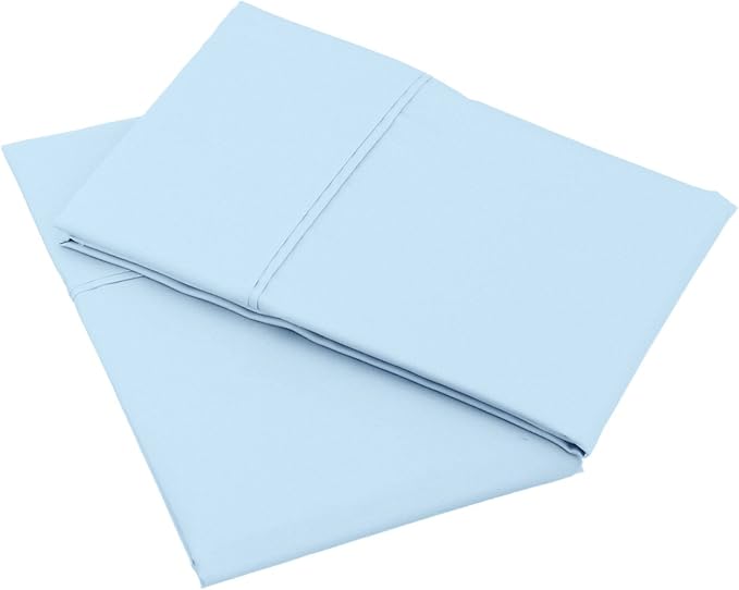 Amazon Basics 400 Thread Count 100% Cotton Pillow Cases, Sateen Weave, King Size, 40" x 20", Smoke Blue, Set of 2