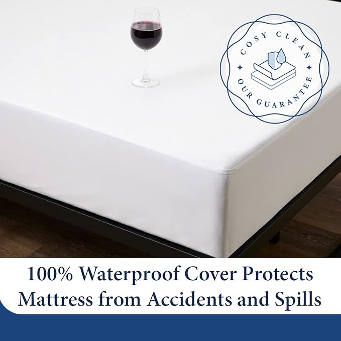Cosy House Collection Luxury Mattress Protector - Blend of Rayon Derived from Bamboo - College Dorm Room Essentials - Ultra Soft Comfort, Stays Cool & Quiet - Premium Fitted Sheet Style (Twin) White