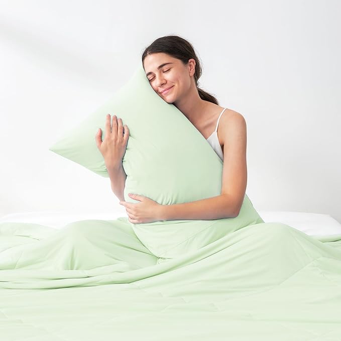 Cozy Bliss Cooling Pillow Cases for Hot Sleepers, Q-Max>0.4, Queen Size Set of 2, Soft & Silky Pillow Covers with Envelope Closure,Gift, Green, 20x30 Inches