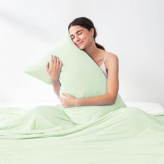 Cozy Bliss Cooling Pillow Cases for Hot Sleepers, Q-Max>0.4, Queen Size Set of 2, Soft & Silky Pillow Covers with Envelope Closure,Gift, Green, 20x30 Inches
