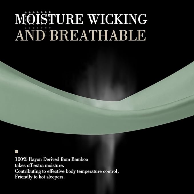 WishSmile Standard Pillow Cases Cooling Pillowcases Set of 2 Breathable Cool Silky Soft Rayon Derived from Bamboo Fabric,Hair and Skin Friendly,Jade Green,20x26IN
