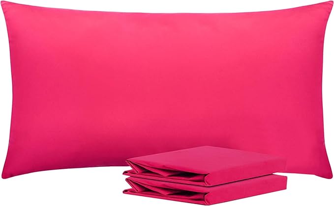 NTBAY King Pillowcase Set - 2 Pack Brushed Microfiber 20x36 Pillowcases - Soft, Wrinkle-Free, Fade-Resistant, Stain-Resistant, Magenta Pillowcases with Envelope Closure - 20x36 Inches, Magenta
