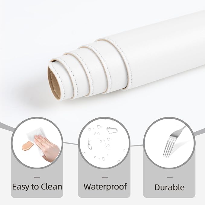 Makeup Mat for Vanity to Protect Desk Top 27.6 x 11.8 in, Dual-Sided Makeup Mat, Easy to Clean Desk Pad - Waterproof and Oilproof Vanity Accessories (White and Khaki)