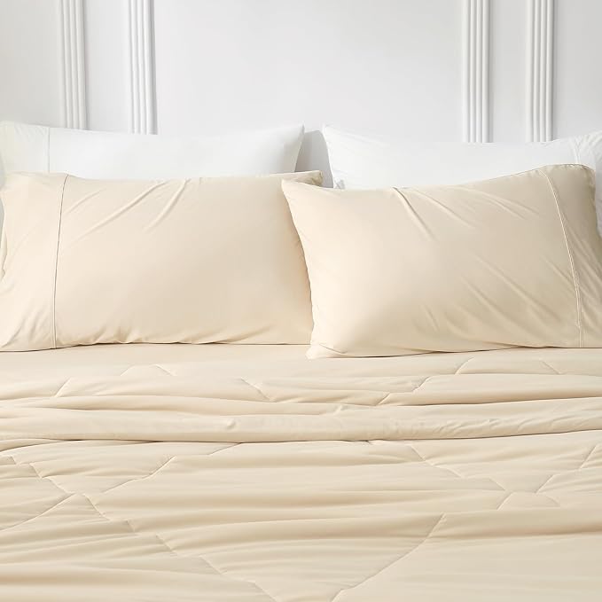 Cozy Bliss Cooling Pillow Cases for Hot Sleepers, Q-Max>0.45, King Size Set of 2, Soft & Silky Pillow Covers with Envelope Closure,Gift, Khaki, 20x36 Inches