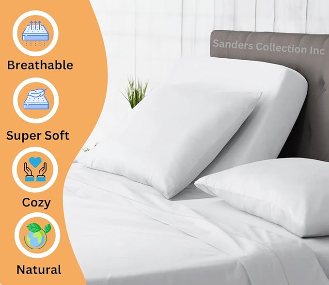 Sanders Collection Inc SCI Top Split Flex Sheet Set for Adjustable Bed 32" Split Head California King Size 800 Thread Count 100% Egyptian Cotton 4 Piece Set fits up to 16 Inch Deep Pocket (White)