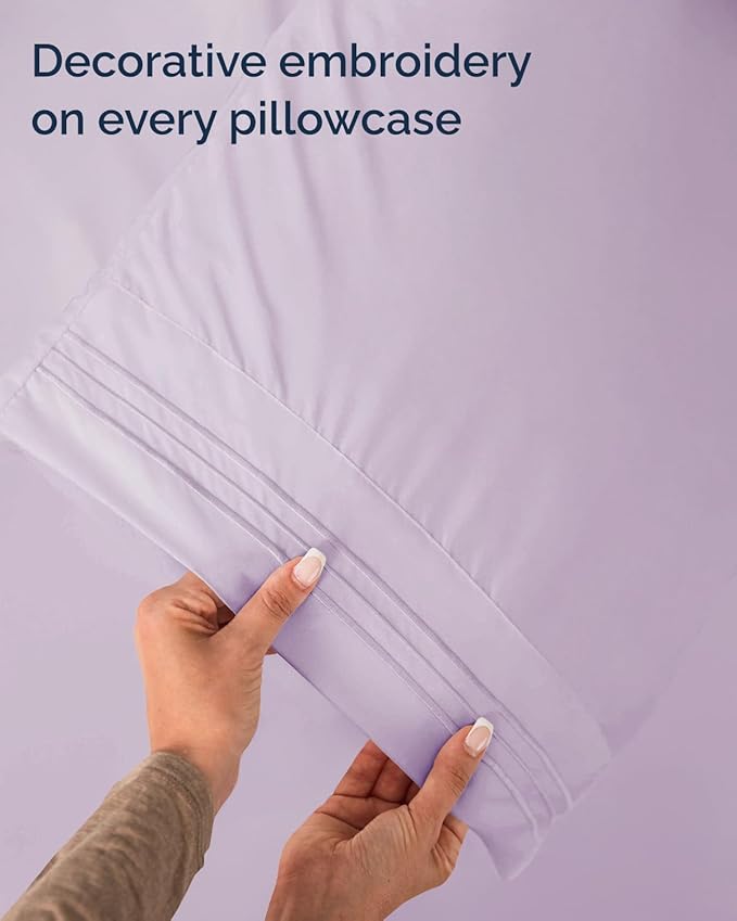 Twin Size 3 Piece Sheet Set - Comfy Breathable & Cooling Sheets - Hotel Luxury Bed Sheets for Women & Men - Deep Pockets, Easy-Fit, Soft & Wrinkle Free Sheets - Light Lavender Oeko-Tex Bed Sheet Set