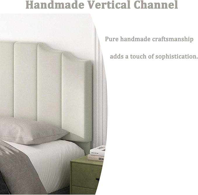 Befurtori King Size Headboard Only, Velvet Wall Mounted Headboard King for Adjustable Bed Modern Upholstered Head Board Easy Assembly, Cream