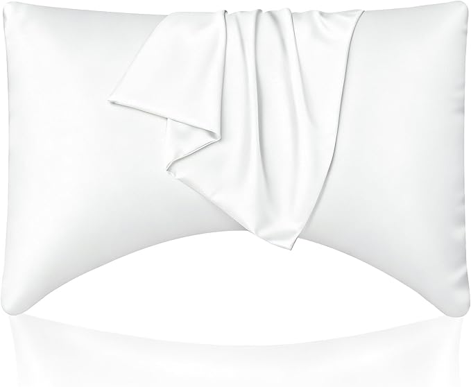 Cooling Curved King Pillow Case for Sider Sleeper Breathable Cool Silky Soft Pillow Cover with Zipper for Hot Sleepers,Hair and Skin Friendly,White,1 Pack,20x36IN