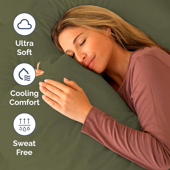Short Queen Size 4 Piece Sheet Set - RV Short Queen, Ultra-Soft, Breathable & Cooling Bed Sheets Set w/ Deep Pockets - Hotel Luxury Bedding for Women & Men - Wrinkle Free & Fade Resistant - Sage Green