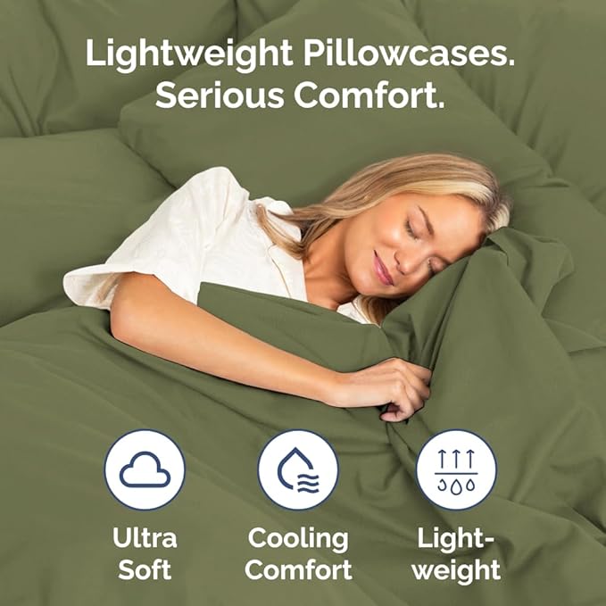 Standard Pillow Cases Set of 4 - Ultra Soft Hotel Quality Pillowcase Covers - Comfy Bedding for Women, Men, Kids & Teens - Machine Washable Pillow Protectors - 4 Piece Set - Standard Size Sage Green