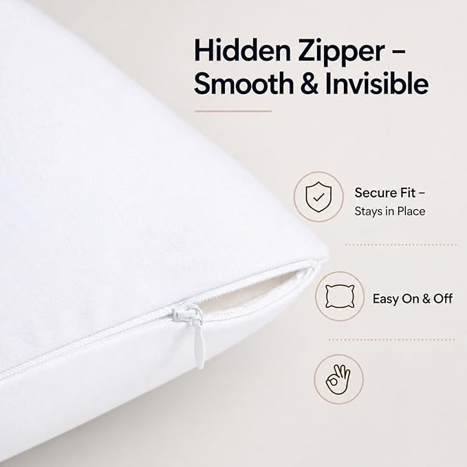 Evolive Ultra Soft Microfiber Body Pillow Cover/Pillowcases 21"x54" with Hidden Zipper Closure (21"x54" Body Pillow Cover, White)