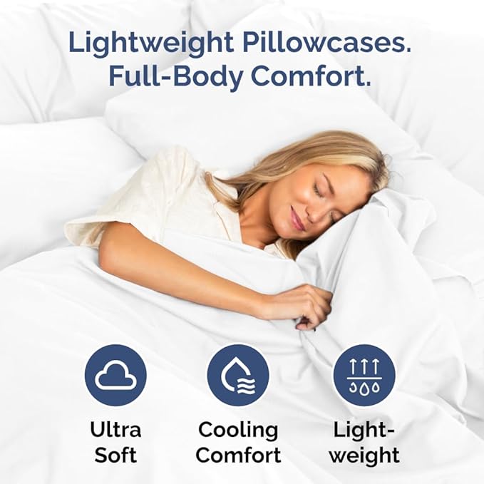 Body Pillowcases Set of 2-20x54 Long Body Pillow Case - Soft Body Pillow Cover for Sleeping & Side Sleepers - Comfy, Breathable, Wrinkle & Fade Free - Machine Washable w/Envelope Enclosure (White)
