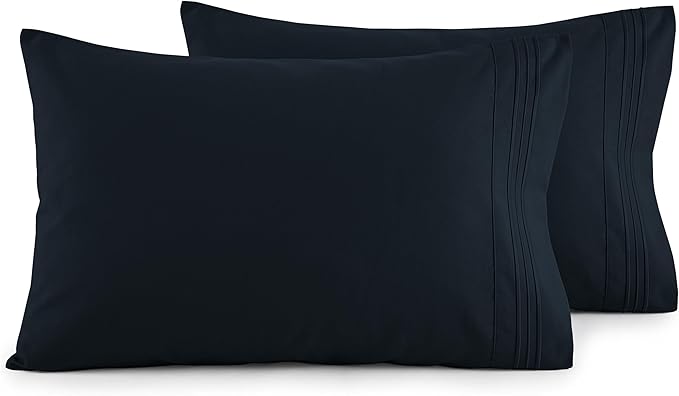 Elegant Comfort Luxury Ultra-Soft 2-Piece Pillowcase Set - 1500 Premium Hotel Quality Microfiber Double Brushed - Wrinkle Resistant, King Size, Black