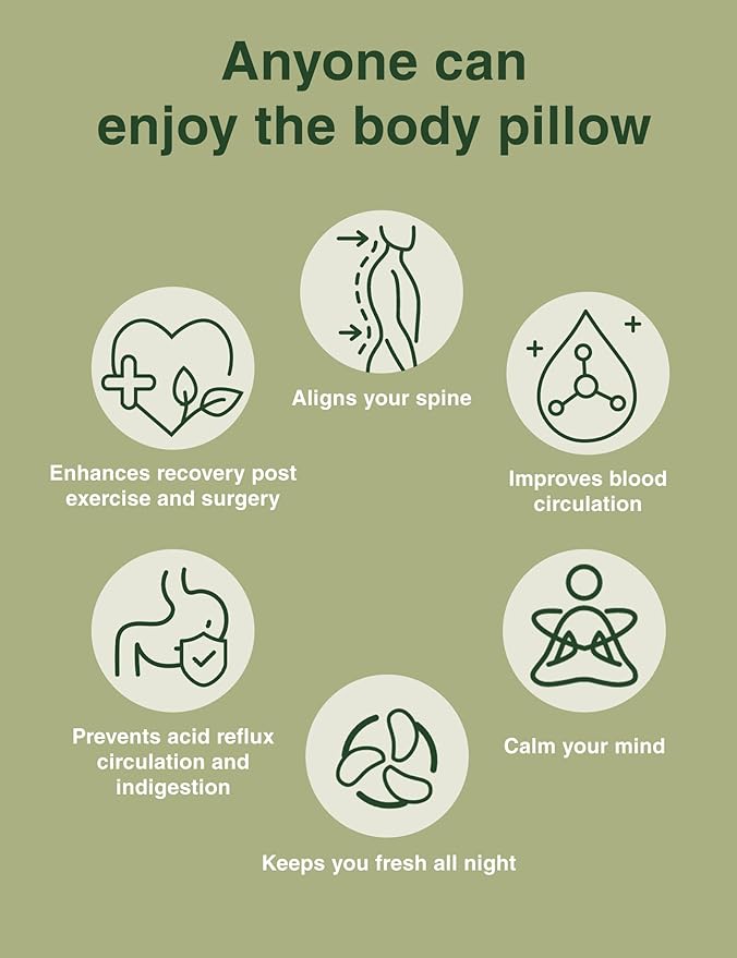 ZonLi Long Body Pillows for Adults, Memory Foam Body Pillow Adjustable, Firm Support for Side Sleepers, Pregnant Women, Washable Quilted Pillowcase, Gifts, 20 x 54 Inch, Sage Green Set