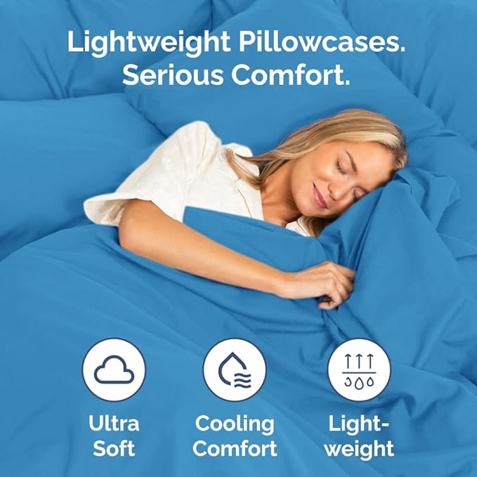 Body Pillowcases Set of 2-20x54 Long Body Pillow Case - Soft Body Pillow Cover for Sleeping & Side Sleepers - Comfy, Breathable & Wrinkle Free - Machine Washable w/Envelope Enclosure (Denim Blue)