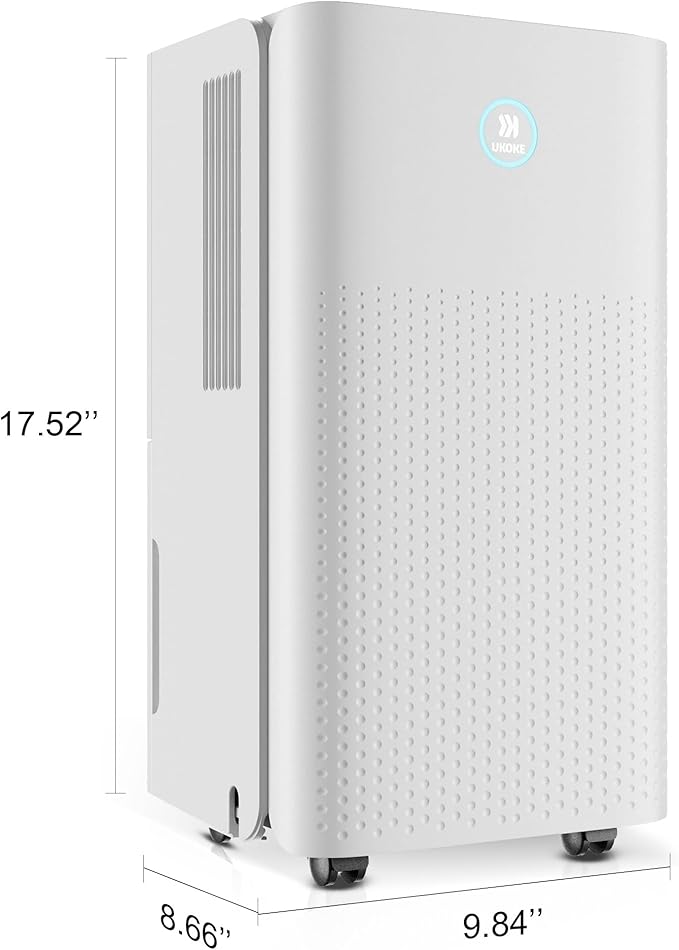 Ukoke Dehumidifiers for Home, 1750 Sq. Ft Energy Star Most Efficient 2025 Small Dehumidifier for Basement and Bedroom, Ultra Quiet with Auto Shut-off