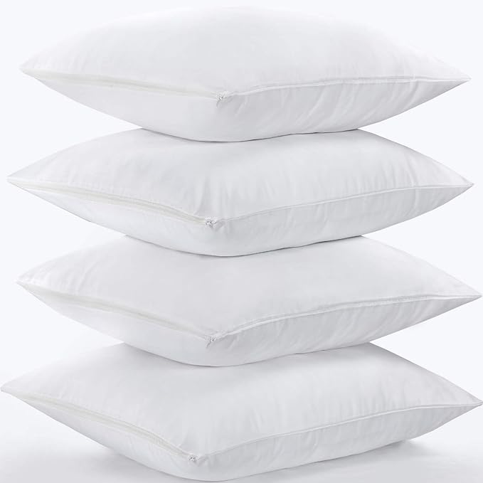 Niagara 4 Pack Pillow Protectors Standard 20x26 Inches Lab Certified Ultra Fresh Treated 100% Cotton Non Crinkle Quiet Breathable Zipper Covers Cases White