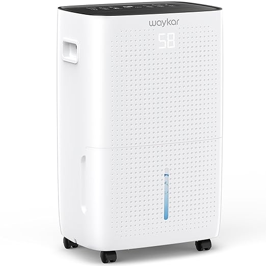 Waykar 150 Pint 7,000 Sq.Ft Dehumidifier for Basement & Home, Large Room, Smart Compressor Dehumidifier with Drain Hose & Tank for Commercial, 30%-80% Humidity Control, 92° Auto Swing, Auto Defrost.