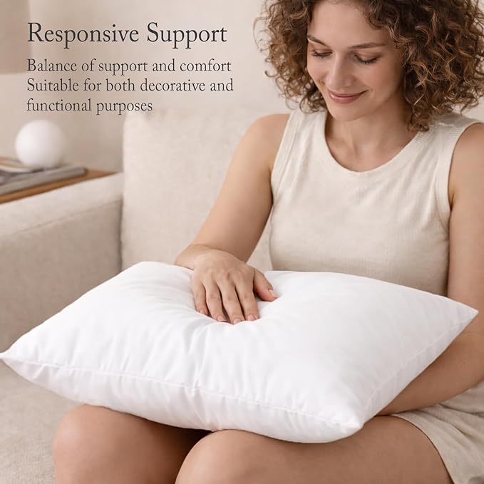 puredown® Lumbar Pillow Inserts 12 x 20 (Pack of 2, White), Filled with Feather and Down, Decorative Pillows for Couch, Home Decor