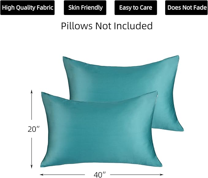 Cotton Pillow Protectors/Cover King Size with Zipper 2 Pack Teal Blue Pillow Cases Cooling & Breathable Bed Pillow Protectors Set of 2 Pillow Cases Cover (20" x 40")