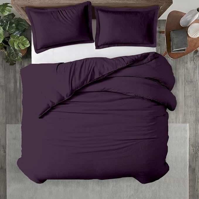 Kotton Culture 1 Pc 120" x 98" Duvet Cover Oversized King 100% Egyptian Cotton - 600 Thread Count Comforter Cover, Zipper Closure & Corner Ties - Fits Large King Inserts - Plum