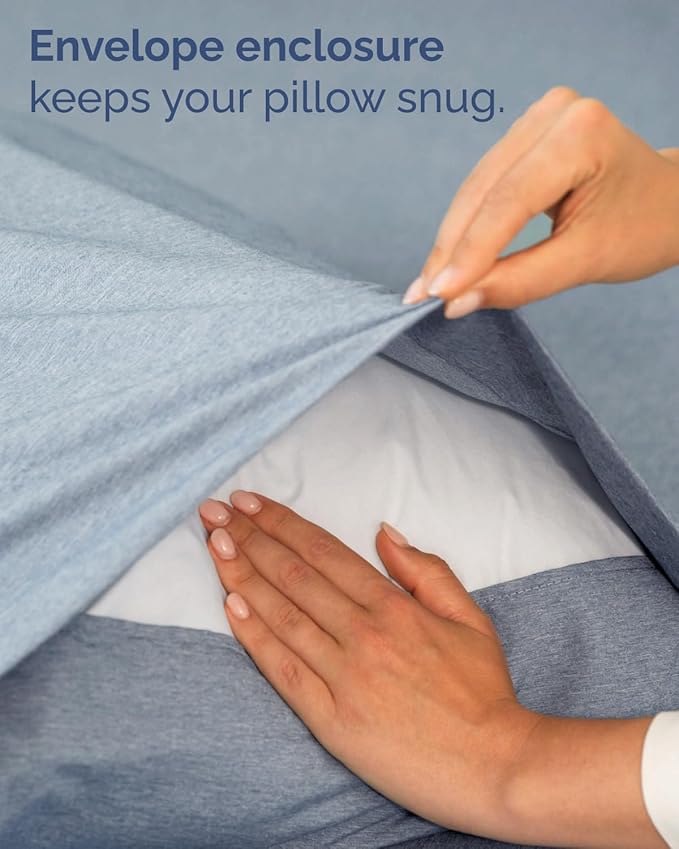 Twin Size 3 Piece Sheet Set - Comfy Breathable & Cooling Sheets - Hotel Luxury Bed Sheets for Women & Men - Deep Pockets, Easy-Fit, Soft & Wrinkle Free Sheets - Heathered Blue Oeko-Tex Bed Sheet Set