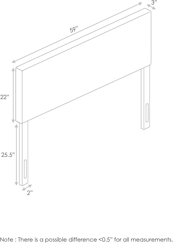 FURINNO Roanne Plain Headboard, Full, Fog