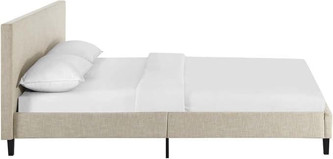 Modway Anya Upholstered Beige Platform Bed with Wood Slat Support in Queen