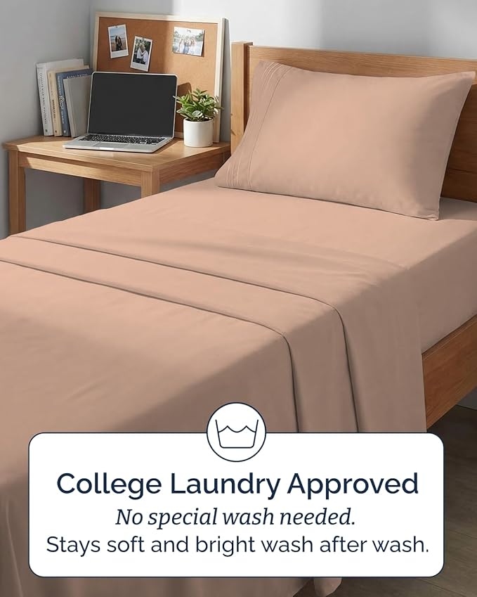 Twin XL 4 Piece Sheet Set - Comfy, Breathable & Cooling - Hotel Luxury Bedding for Women, Men, Kids, Teens and Children - 1 Flat & 1 Fitted Sheet & 2 Pillowcases w/ Deep Pockets - Wrinkle Free - Mauve