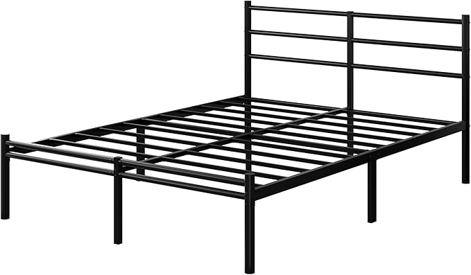 Yicensen Full Size Bed Frame with Headboard and Footboard, 14 Inch Metal Platform Full Bed Frame with Steel Slat Support, No Box Spring Needed, Noise Free, Easy Assembly, Black