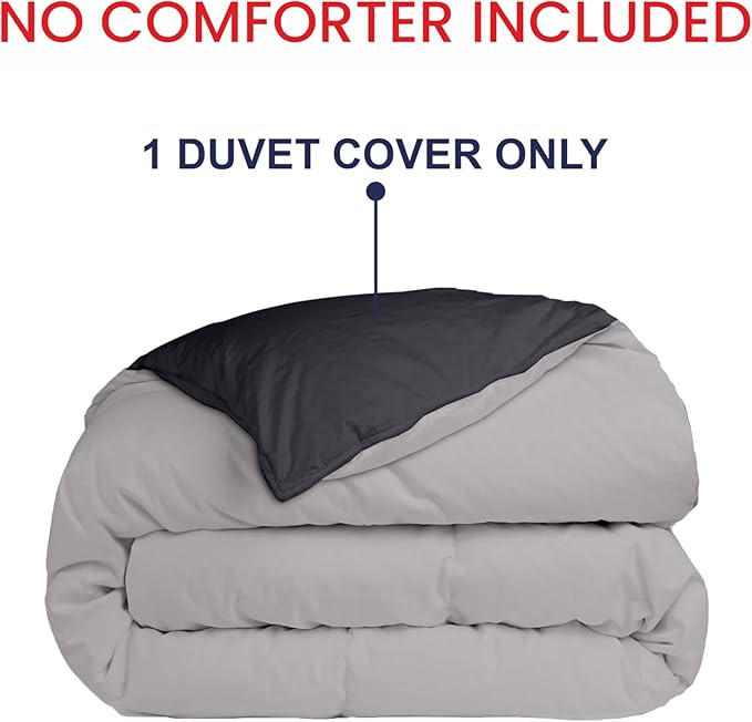 Kotton Culture 1 Pc King Size Duvet Cover Only -100% Egyptian Cotton 600 Thread Count Ultra Soft Premium Durable Comforter Cover Zipper Closure & Corner Ties (Blended Grey, King 104"x94")