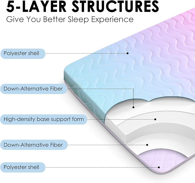 SCHNAUZER HOME Japanese Floor Futon Mattress, 3.5" Thicken Colorful Rainbow Portable Floor Mattress, High-Density Foam Tatami Mat Sleeping Pad for Camping Guest Room Dormitory RV, Twin