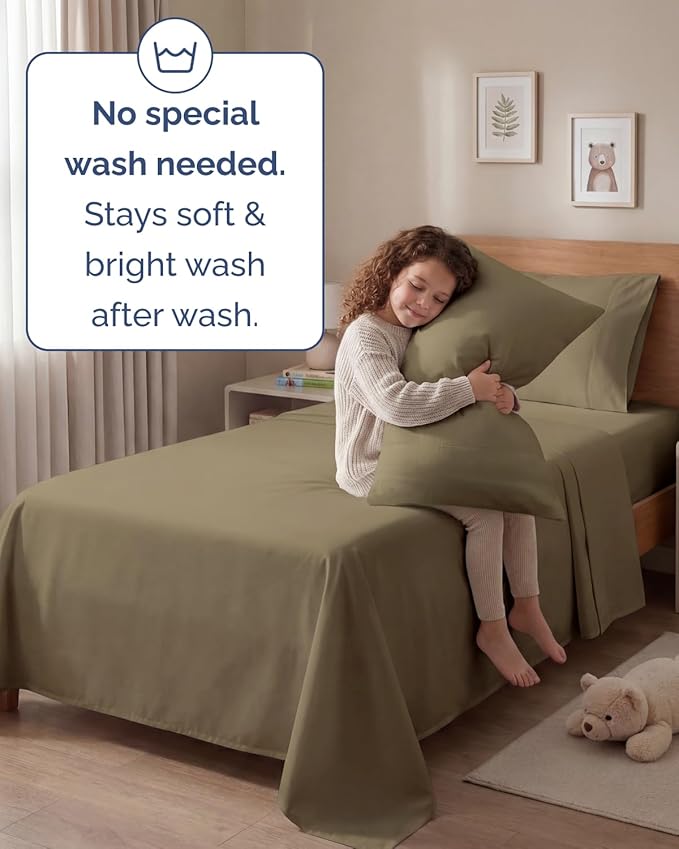 Twin 4 Piece Sheet Set - Comfy, Breathable & Cooling - Soft Hotel Luxury Bedding for Women, Men, Kids, Teens & Children - 1 Flat & 1 Fitted Sheet & 2 Pillowcases w/ Deep Pockets - Wrinkle Free - Khaki